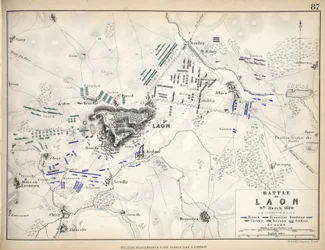 Kaart van de Slag bij Laon, uitgegeven door William Blackwood and Sons, Edinburgh en Londen, 1848